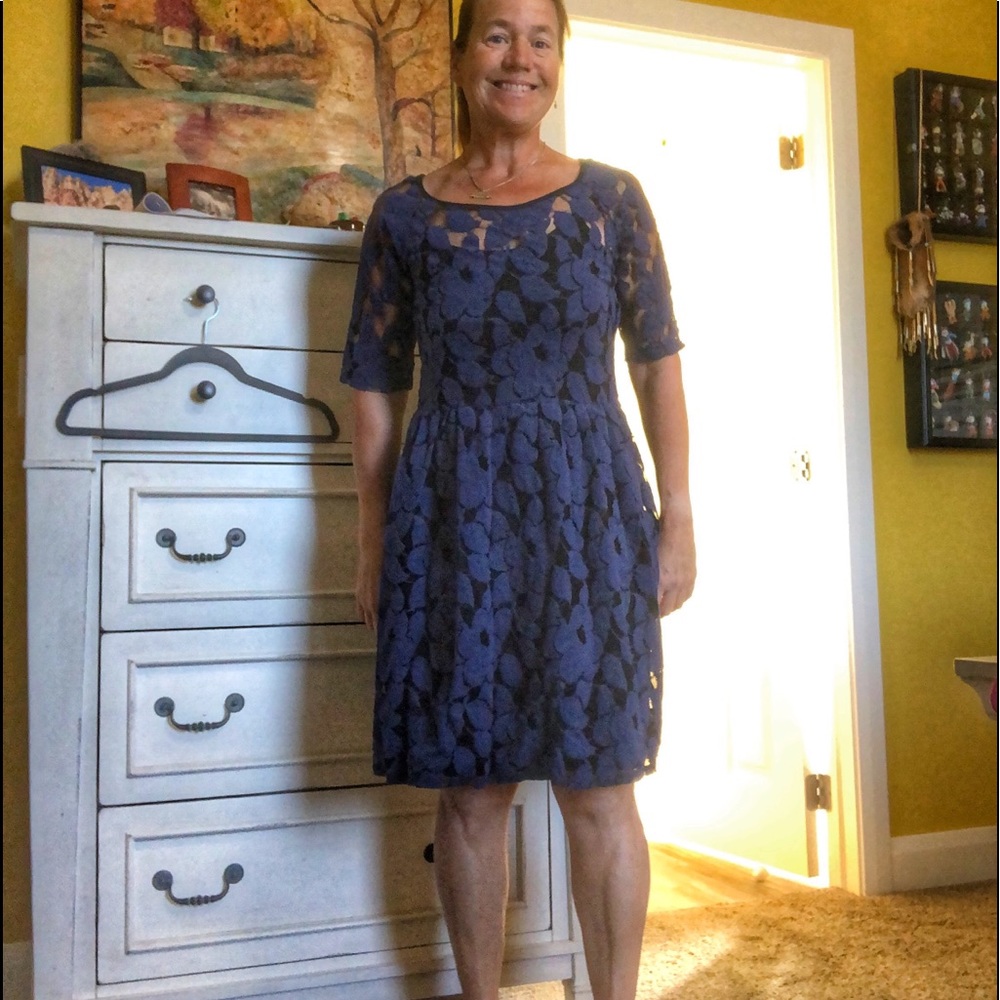 Anthropologie/WestonWear Navy Osier Lace Dress
